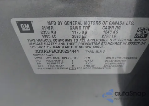 2013 Chevrolet Equinox Ltz from USA, damaged, VIN 2GNALFEK3D6254444